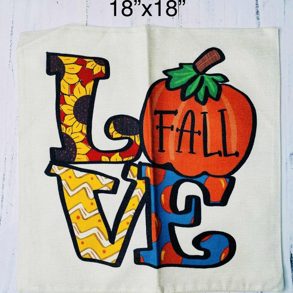 Fall Themed LOVE Pillow Cover